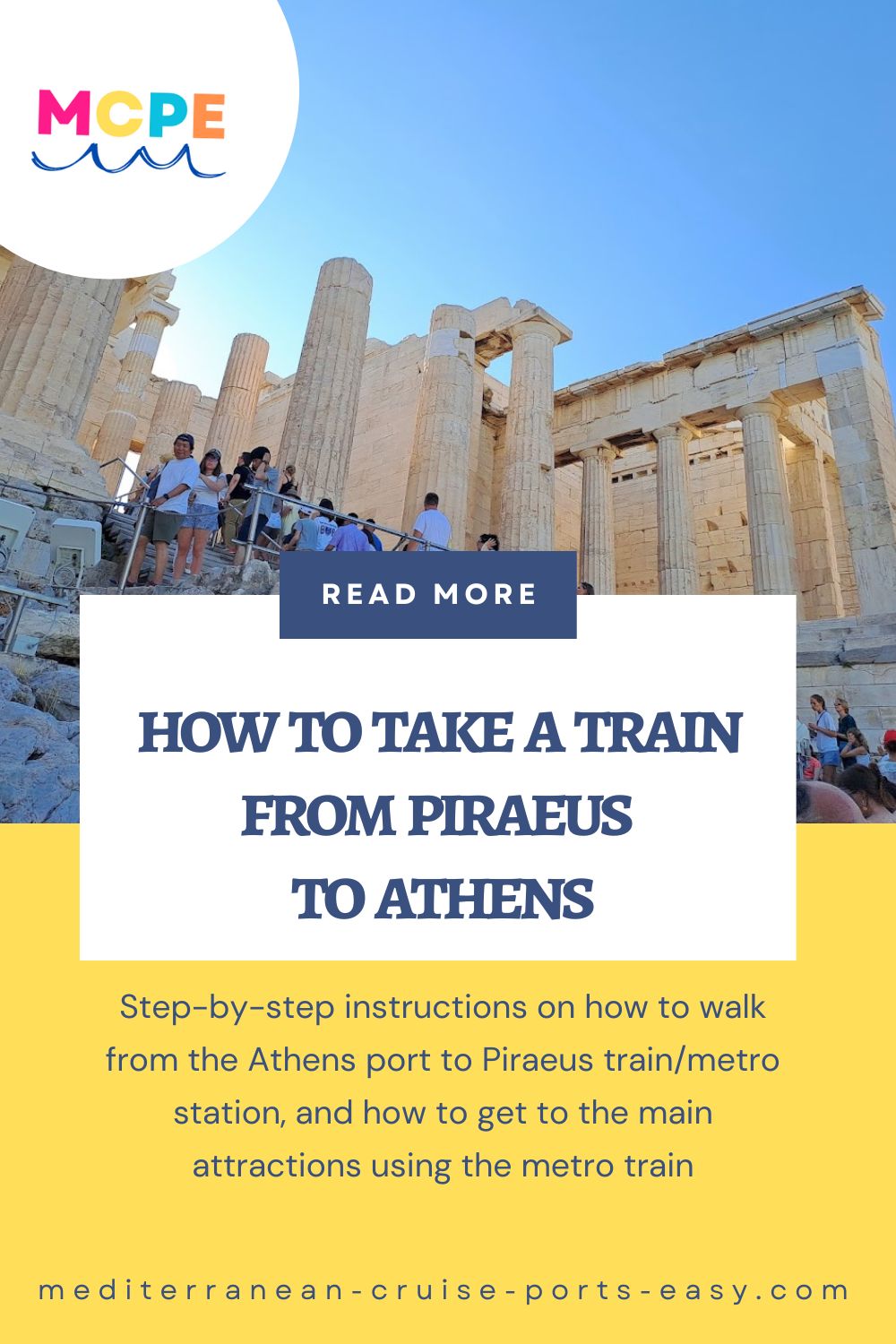 Step-by-step instructions on how to use Athens train and how to walk from the Athens port to Piraeus train station