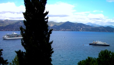 ship anchored in portofino port